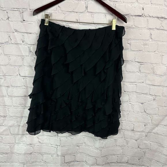 talbots silk layered ruffles chiffon skirt - Picture 2 of 6